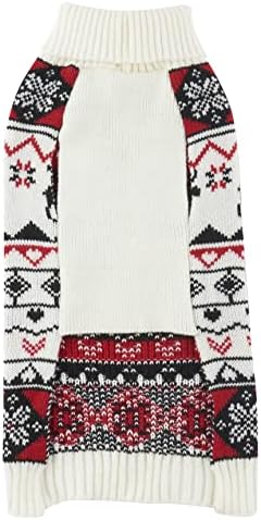 לבן אדום לבן מכוער סרוג איילים סרוג סוודר חגיגי חג המולד סוודר לגור, אורך אחורי בגודל X קטן 9