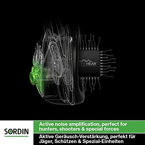 Sordin Supreme Pro -X Slim Slim Active As מגני אוזניים - קשת תואמת רכבת - ערכות פס עור וקצף - מאפיות