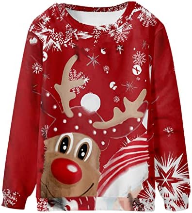 חולצת טריקו שרוול ארוך של גברים אופנה 3D הדפס מצחיק סוודר חג המולד מכוער צוואר עגול חולצות חולצות