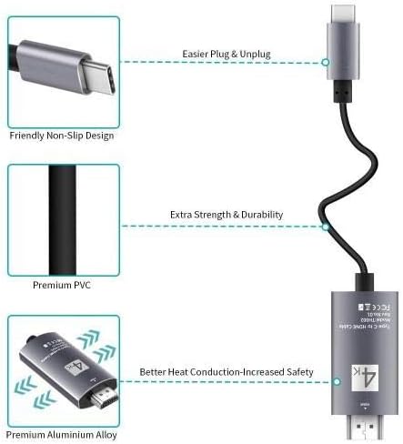 כבל Goxwave תואם ל- Acer Spin 5 - כבל SmartDisplay - USB Type -C ל- HDMI, USB C/HDMI כבל עבור ACER SPIN