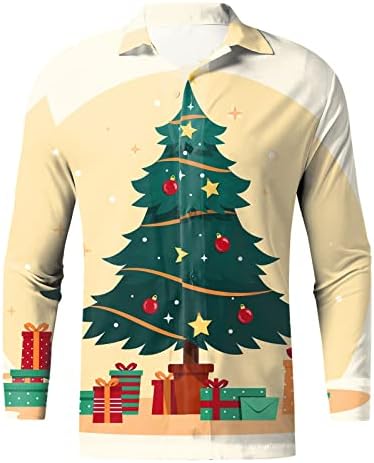 Dsodan לחג המולד לחג המולד כפתור שרוול ארוך למטה חולצות, חג המולד מצחיק סנטה קלאוס חולצה מעצבת חולצות