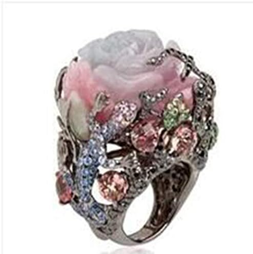 מעדן יהלומי טבעת נשים טבעות גודל 7 יוקרה עלה עם יהלומי טבעת מוגזמת תכשיטי בציר טבעות סט