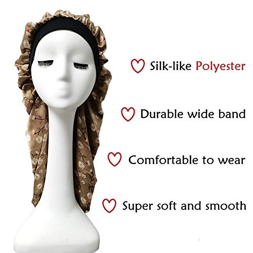 Zeebro מכסה סאטן ארוך במיוחד עבור צמות ראסטלוק רך מכסה כובעי שינה לילה לנשים שיער ארוך מתולתל