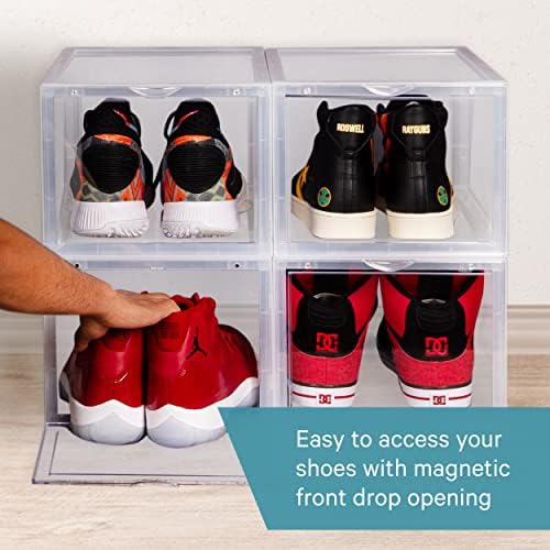 אחסון נעליים של דיוניססה קופסה גדולה-קבוצה של 2 טיפה מארגן נעלי דלת קדמית צלול תצוגה הניתנת לערימה-מכסים