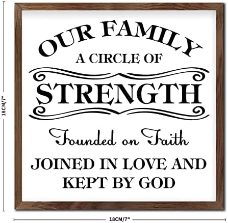 סימן עץ ממוסגר בהתאמה אישית משפחתנו מעגל כוח שנוסד על אמונה הצטרף לאהבה עיצוב אמנות קיר משפחתי למזווה מצחיק קרש