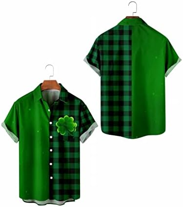 PDFBR 2023 ST PATRICKS יום כפתור מטה חולצות לגברים 3D ירוק ירוק חולצה הוואי גברים גברים חולצות שרוול קצר מזדמן