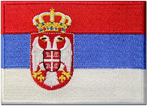 דגל סרביה טלאי רקום ברזל בלקן סרבי על תפור על הסמל הלאומי