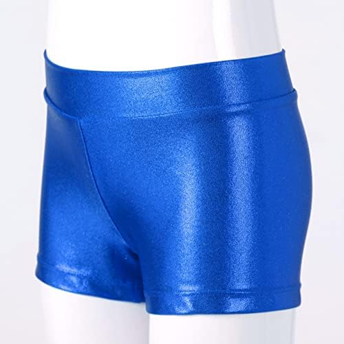 מכנסי ריקוד מטאליים של Tiaobug מכנסיים רטובים מראה נוצץ נצנצים תחתונים מתנפחים ספורט מעודדת יוגה מתעמלות אתלטית