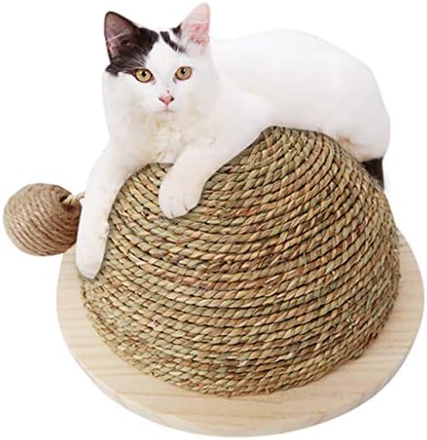 FEGOCLT חתולים צעצוע צלחת תחתית מעץ קש קש חצי עגול
