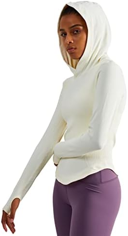 נשים סלעית אתלטי ארוך שרוול ריצה חולצות אימון יוגה חולצות עם אגודל חורים בכושר רזה