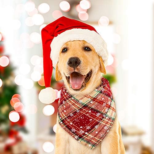 וולין 6 חבילה חג המולד כלב בנדנות הפיך אדום ירוק באפלו משובץ משולש הצעות פתיתי שלג לחיות מחמד