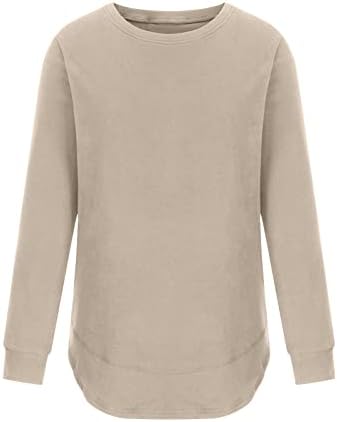 Mrgiinri נשים 2023 חולצות לבושות שרוול ארוך לבוש סווטשירט סווטשירט בסיסי מוצק רופף רופף סוודר סוודר.