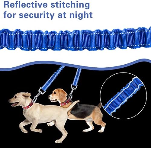 רצועות כלבים כפולות של קובי, 360 סיבוב סיבוב ללא סבך ספליטר עופרת כפול לכלבים עם אבזם אורך מתכוונן