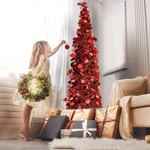 Funpa 5ft עץ חג המולד אופנה מלאכותית פופ -אפ עץ עץ עץ עץ עץ ציוד לחג המולד