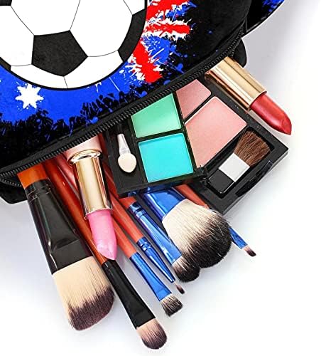תיק קוסמטי לנשים, אוסטרליה דגל כדור כדורגל נגד דפוס, תיקי איפור עם מתנות מארגן אביזרי ידית