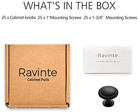 Ravinte 25 חבילה 1-1/4 אינץ 'מט מטבח שחור מטבח ידיות ו -10 חבילות 3 משיכות משיכות ארונות שחורות