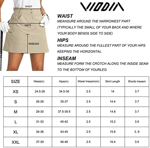 Viodia Golf Skorts חצאיות לנשים עם כיסים חצאית טיולים גבוהה של המותניים של נשים טניס אתלטי טניס לקיץ מזדמן