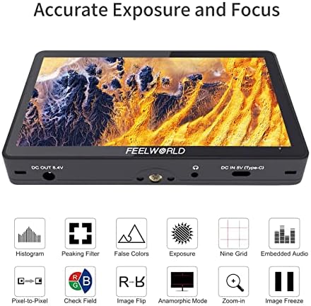FeelWorld F5 Pro V4 6 אינץ 'מצלמת DSLR מצלמת צג HDMI צונח+ סוללה+ נשיאה נשיאה+ מסך מגע של כבלי HDMI
