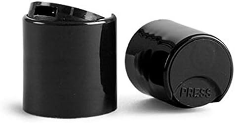4 אונקיה של בקבוקים עגולים של קוסמו, פלסטיק חיות מחמד ריק ללא מילוי BPA, עם כובעי דיסק של לחץ על לחיצה שחור