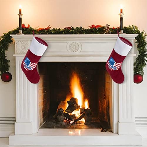 אוהיו דגל אמריקאי דגל אמריקה מצחיק גרב חג מולד עם גרביים קצרות של שרוול קטיפה לחג המולד לאח תלוי