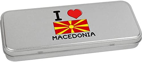 Azeeda 'אני אוהב מקדוניה' מתכת כתיבה מכתבים פח/קופסת אחסון