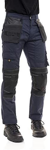 Fashio FF Mens Cordura כלי שירות כלי כיסים מכנסיים נגר נגר כבד בברך מחוזקת עבודות בטיחות ללבוש מכנסיים