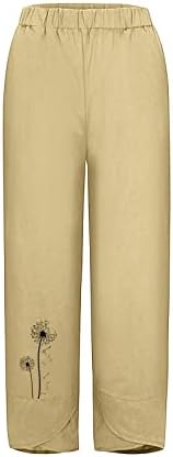 Gufesf Capris Capris Foot Fit, מכנסי פשתן כותנה קצוצים של נשים מכנסיים קפריס מכנסיים הרם עם כיסים עם כיסים