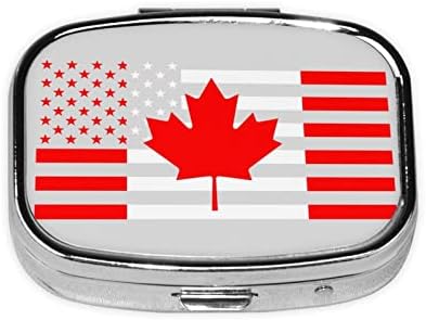 ארהב קנדה דגל כיכר מיני גלולת תיבת נסיעות ידידותי נייד קומפקטי גלולת מקרה עם מראה