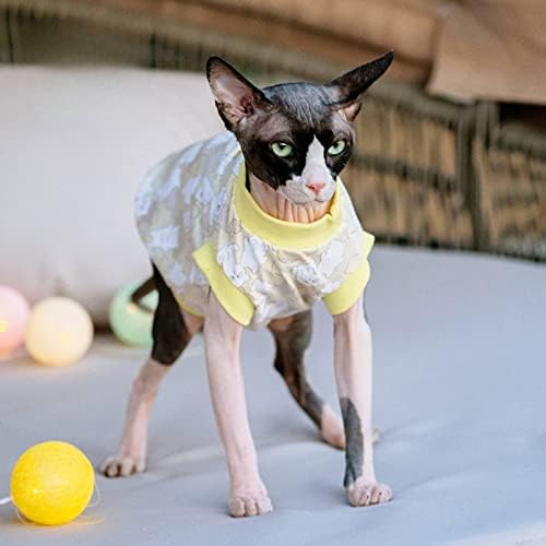 Sphynx חתול בגדי קיץ דפוס הסוואה חולצות כותנה עם חולצות כותנה עם שרוולים נושמים נושמים חולצות