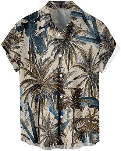 חולצת הוואי של Lzzidou גברים כפתור שרוול קצר