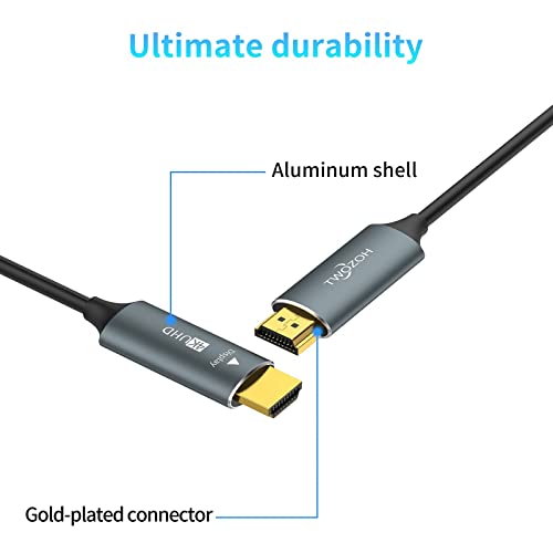 כבל HDMI של סיבים אופטיים של שני זוהו 60ft, סיבים ארוכים 4K HDMI לכבל HDMI 4K/60Hz 1440p 144Hz