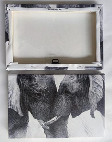 DZL Art D73050 פילים שחור לבן entwine קיר אמנות צביעה בציור מוכן לתלייה לסלון חדר שינה חדר שינה עיצוב