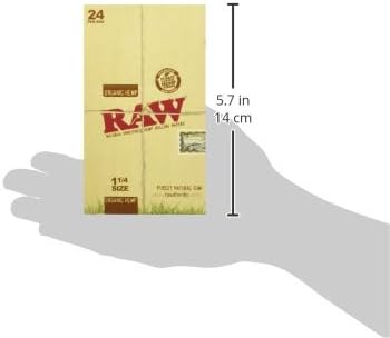 גלם מזוקק אורגני 1.25 1 1/4 גודל סיגריות מתגלגל ניירות תיבה מלאה של 24 חבילות, צהוב, 50 לספור