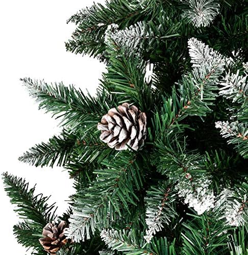 CYAYQ שלג נוהר עץ חג חג המולד מלאכותי, עץ מלא 7 רגל עם עץ מלא עם חרוטים אורנים, עץ חג המולד לא מוערך