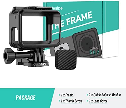 מסגרת Wealpe Mount Case דיור תואם ל- GoPro Hero 5, Hero 6, Hero 7 שחור/כסף/לבן, מצלמות גיבור עם מכסה עדשה