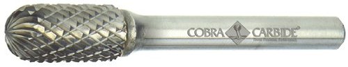 Cobra Carbide 10423 מיקרו גרעינים קרביד גלילי גלילי עם קצה רדיוס, חתך כפול, צורה C SC-51, קוטר שוק 1/8 , קוטר