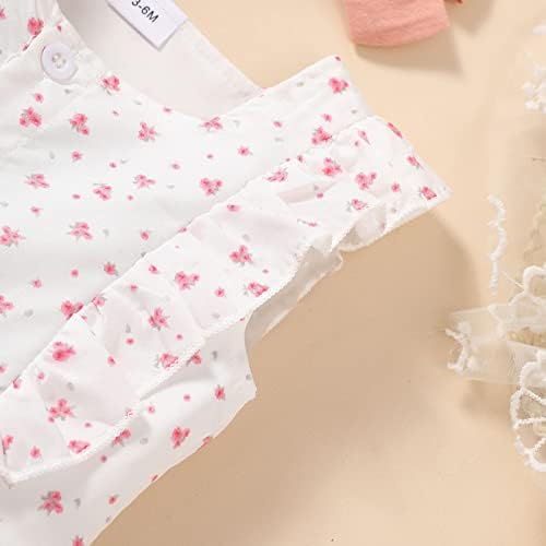 פעוטות בנות קיץ שרוול קצר הדפסים פרחים מגרשי מכנסיים קצרים 3 יחידות תלבושות בגדים הגדרת תלבושות