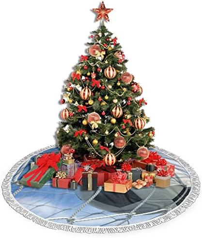 חצאית עץ חג המולד של כדורגל, מחצלת חצאית עץ חג המולד עם ציצית לעיצוב מסיבת חתונה לחג 48