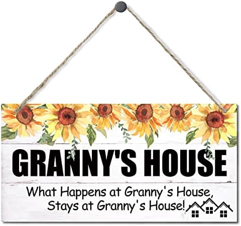 שלט סגנון וינטג 'של Edcto, הבית של סבתא מה שקורה בבית של סבתא, נשאר בבית של סבתא, תליית שלט עץ