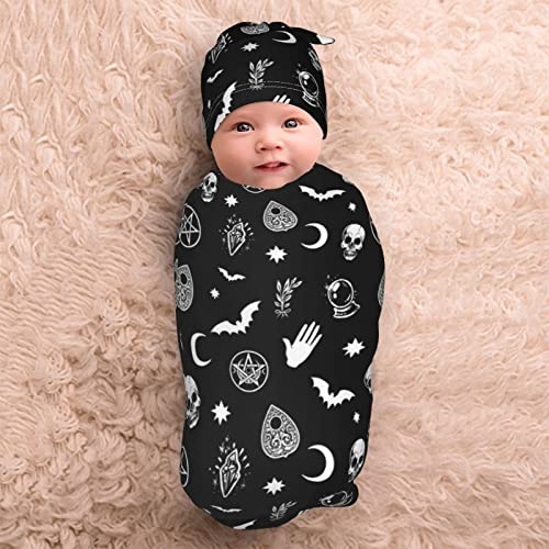 גולגולת Belinyo עטלף עטלף יילוד תינוק שוטף תינוק שקית שינה מקבלת שמיכה עם כובע כפה לצילומי מקלחת לתינוקות,