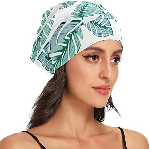 נשים כובע כובע כובע כובע עבודה, עשבי תיבול ירוקים עלים אלסטיים אלסטיים אופנתיים לילה מכסה שיער שיער שינה
