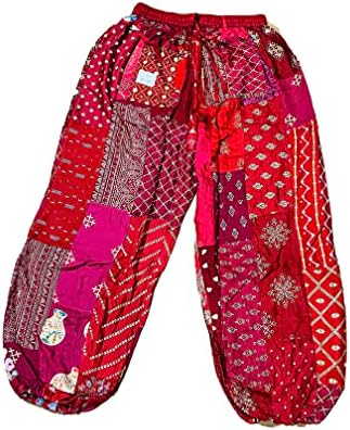 יד סאהבה הודו הודו טלאים לנשים מכנסיים לרגל רחבה מכנסיים יוגה היפי מכנסיים מכנסיים בגודל אחד