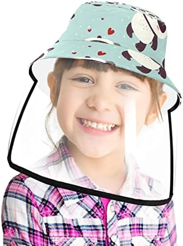 כובע מגן למבוגרים עם מגן פנים, כובע דייג כובע אנטי שמש, פנדה מצוירת של בעלי חיים