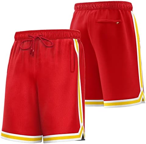 מכנסי כדורסל רשת של KXK גברים, מכנסיים קצרים של מכנסי כושר אתלטים עם מכנסיים קצרים עם כיסים