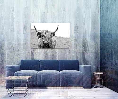 דפוס פרה היילנד בד קיר קיר אמנות בית חווה הדפסים תמונה עכשווית של בעלי חיים פרה ציורים שמן ציורי שמן לחדר שינה