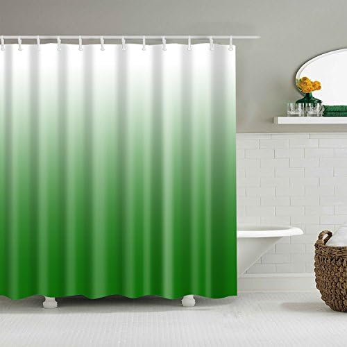 Songshenjian וילון מקלחת ירוקה בד עיצוב צבע הדרגתי עם 12 ווים Ombre Grainual Green Modern Modern Set Polyest