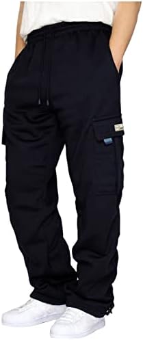 מכנסי מטען לגברים של ז'ואר נינוחים בכושר מותניים אלסטיים מוליכים מכנסי טרנינג מרובי כיסים מכנסי