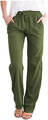 פשתן כותנה של ווקאצ'י מכנסיים רופפים מכנסי רגל ישר מכנסי חוף רחבים מזדמנים מכנסיים פלאצו מתאימים מכנסיים