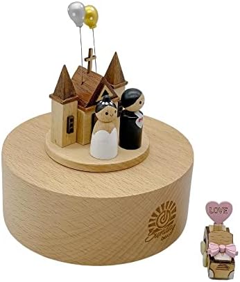 Sundaybox Bedy Happy כלה וחתן קופסת עץ מוסיקה עץ תנועה מוזיקלית מצעד חתונה
