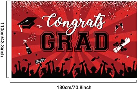 באנר סיום סיום אדום ושחור 2023 מזל טוב לקישוט לקישוט מסיבת סיום סיום תפאיל בד סיום גדול למכללה